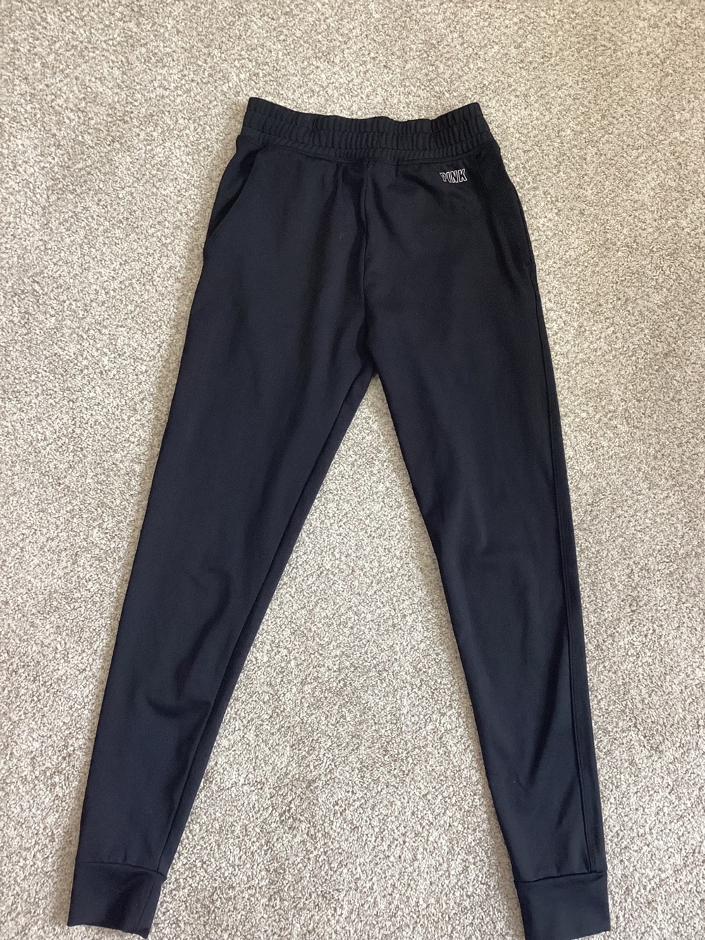 Victorias Secret PINK Active Black Drawstring Cuffed Tapered Joggers Womens XS